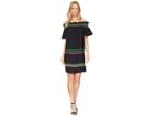 Cece Short Sleeve Off The Shoulder Smocked Shift Dress (rich Black) Women's Dress