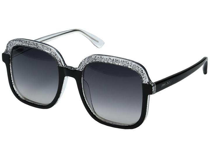 Jimmy Choo Glint/s (black Glitter Gray/dark Gray Gradient Lens) Fashion Sunglasses