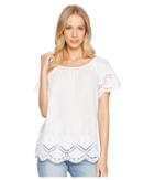 Kensie Crochet Embroidered Cotton Top Ks6u4203 (white) Women's Clothing