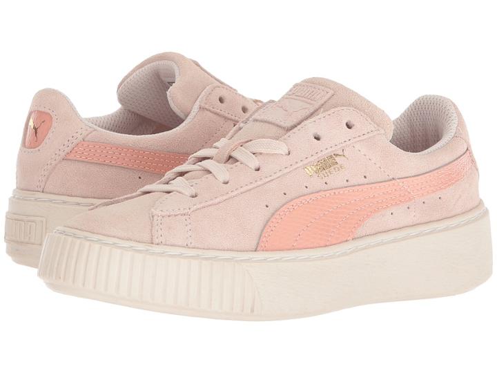Puma Kids Suede Platform Snk (little Kid/big Kid) (pearl/peach Beige) Girls Shoes