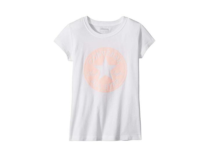 Converse Kids Chuck Taylor Signature Tee (big Kids) (white) Girl's T Shirt