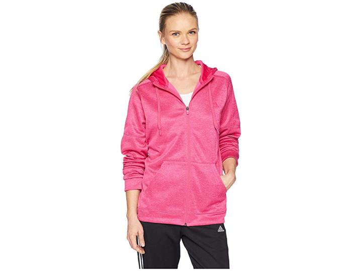 Adidas Team Issue Full Zip Hoodie (real Magenta) Women's Sweatshirt