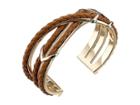 Cole Haan Chevron Metal Leather Braided Cuff (gold/chestnut) Bracelet
