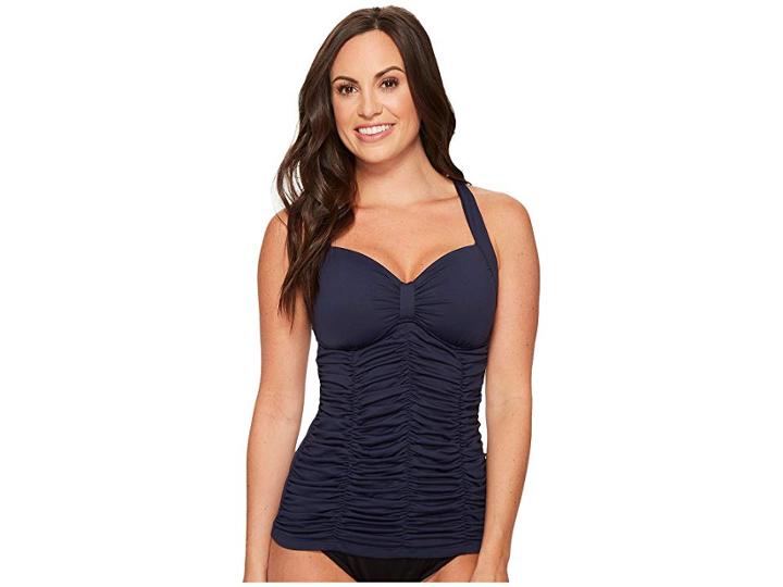 Seafolly Dd Cup Halter Singlet (indigo) Women's Swimwear