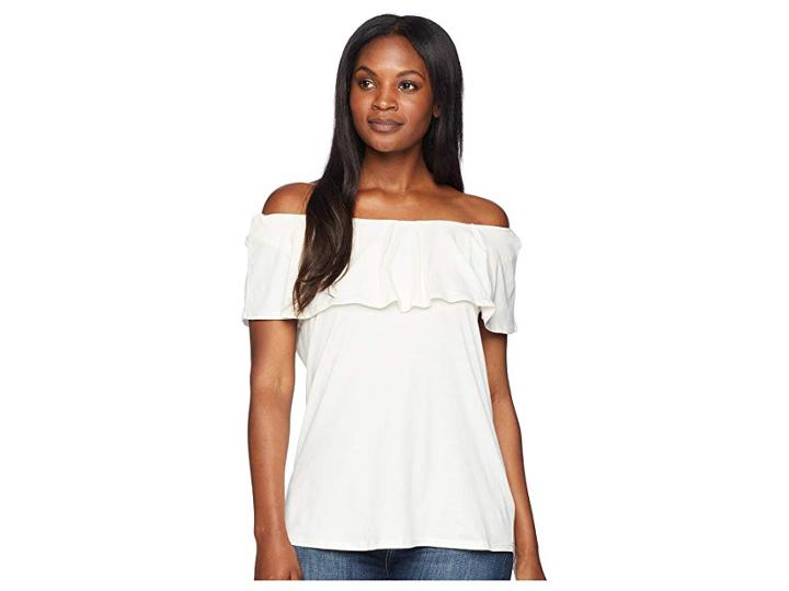 B Collection By Bobeau Marti Overlay Tee (ivory) Women's T Shirt