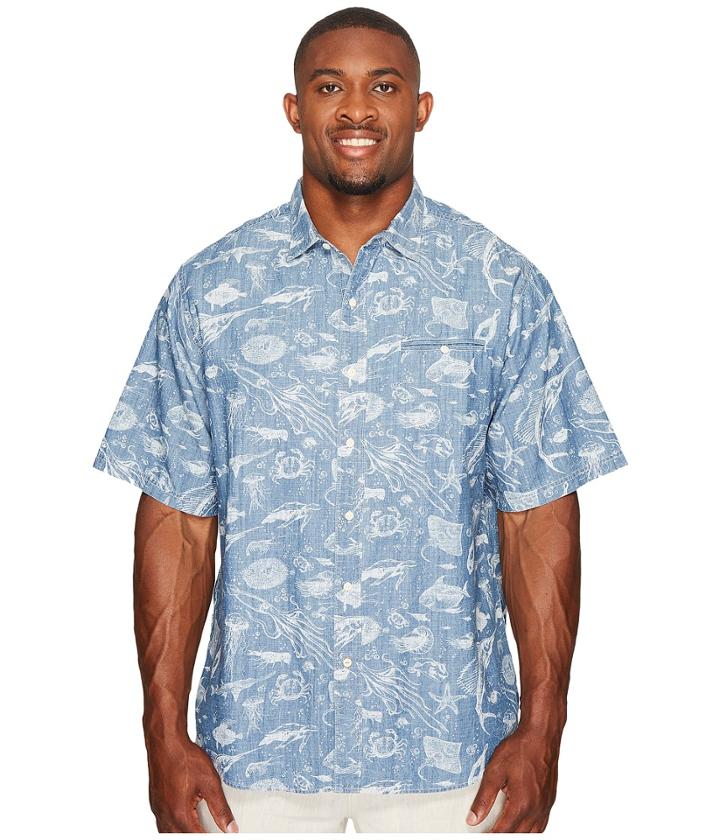 Tommy Bahama Big & Tall Big Tall Marlin Party Camp Shirt (bering Blue) Men's Short Sleeve Button Up