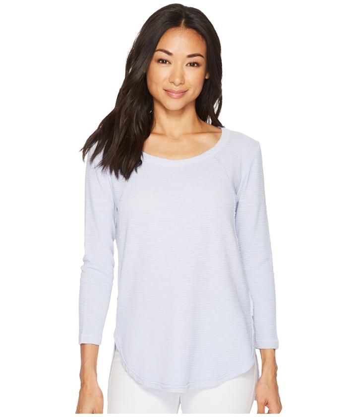 Mod-o-doc Textured Slub Stripe Raw Edge Seamed Tunic (pale Pansy) Women's Long Sleeve Pullover