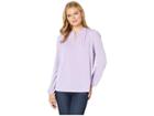 Eci 3/4 Bell Sleeve V-neck Top W/ Pleated Neck Trim (lilac) Women's Clothing