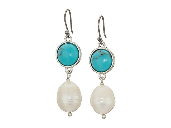 Lucky Brand Set Stone Drop Earrings (silver) Earring
