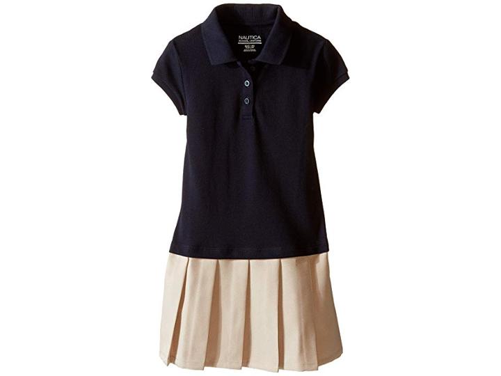 Nautica Kids Pique Polo Pleated Dress (little Kids) (su Navy) Girl's Dress