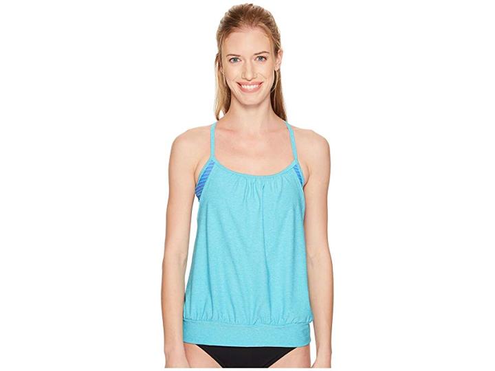 Speedo Blouson Tankini (aqua Heather) Women's Swimwear