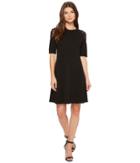 London Times Elbow Sleeve W/ Lace Cold Shoulder Fit Flare (black) Women's Dress