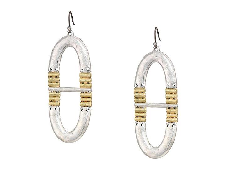 Lucky Brand Oval Drop Earrings (two-tone) Earring