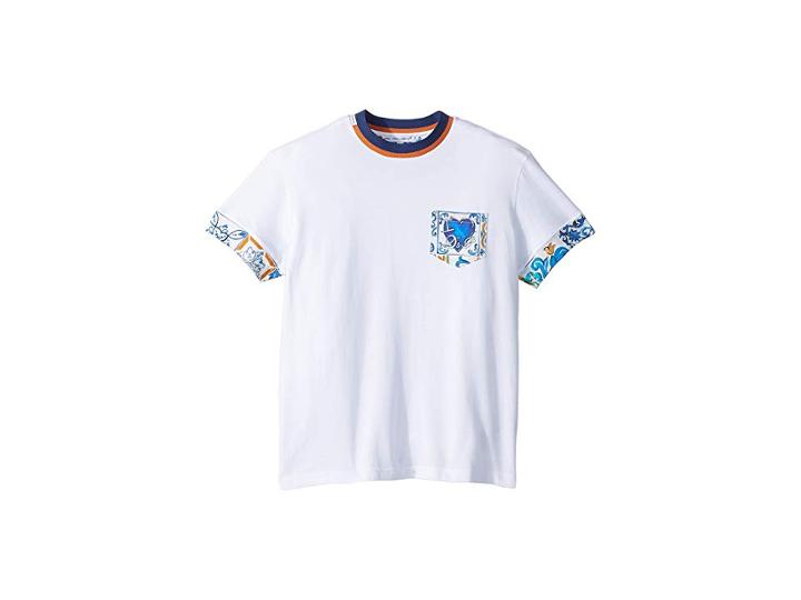Dolce & Gabbana Kids Mixed Print T-shirt (big Kids) (antique White) Boy's T Shirt