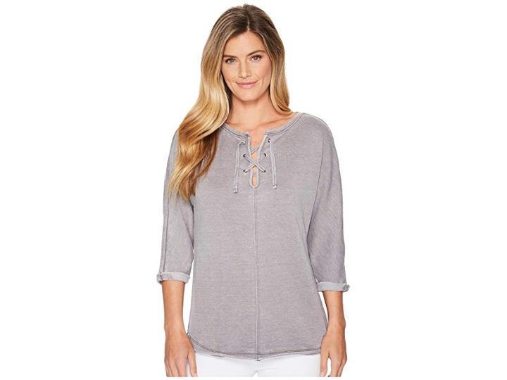 Jag Jeans Debbie Lace-up Shirt (grey Streak) Women's Clothing