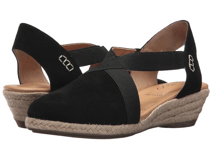 Me Too Nissa (black Oiled Velvet Split Suede) Women's Wedge Shoes