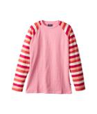 Toobydoo Heather Tee W/ Stripe Sleeves (toddler/little Kids/big Kids) (pink) Girl's T Shirt