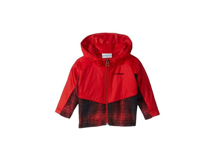 Columbia Kids Steens Mttm Overlay Hoodie (infant) (red Spark Twill Plaid/red Spark) Kid's Sweatshirt