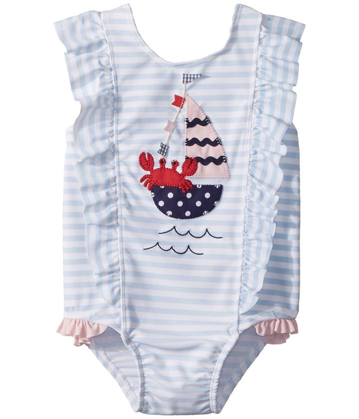 Mud Pie Sail Away Ruffle One-piece Swimsuit (toddler) (blue) Girl's Swimsuits One Piece