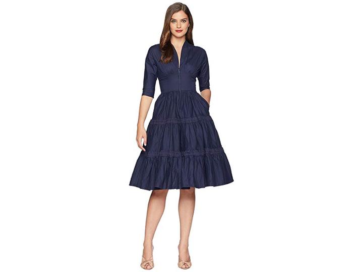 Unique Vintage Holt Swing Dress (navy Blue) Women's Dress