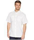 Columbia Harborside Linen Camp Shirt (white/collegiate Navy) Men's Short Sleeve Button Up