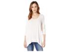Mod-o-doc Rayon Spandex Slub Jersey Long Sleeve Scoop Neck Tee With Satin Panels (camellia) Women's T Shirt