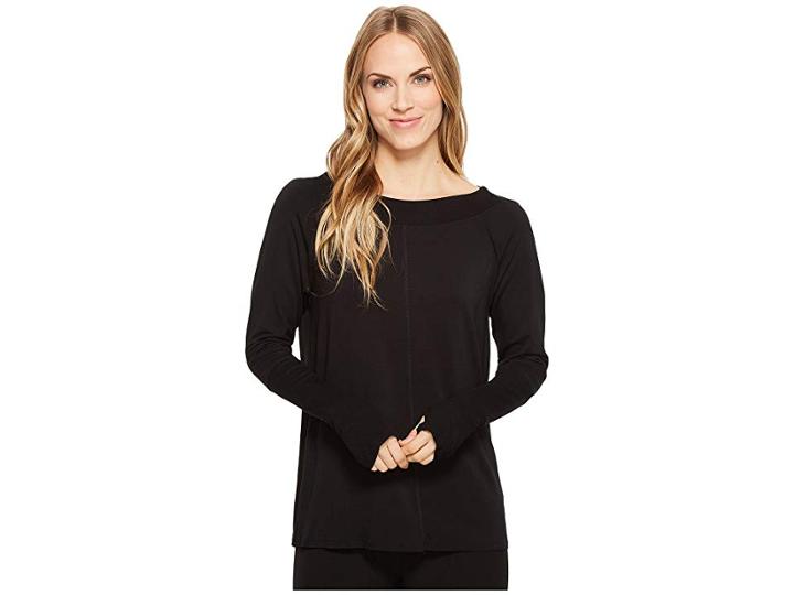Tribal Long Sleeve French Terry Boat Neck Top (black) Women's Long Sleeve Pullover
