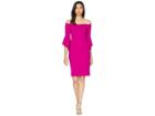 Bebe Off The Shoulder W/ Flowy Sleeve Dress (fuchsia) Women's Dress