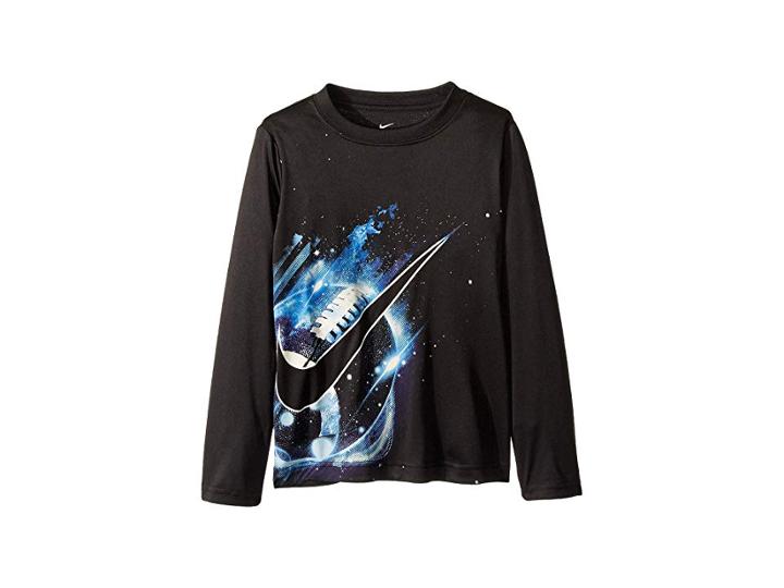 Nike Kids Cosmic Football Dri-fit Long Sleeve Tee (little Kids) (black) Boy's Clothing