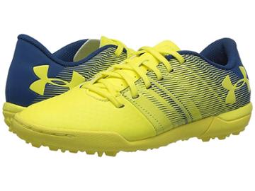Under Armour Kids Spotlight Turf Jr Soccer (little Kid/big Kid) (lemon/blue) Kids Shoes