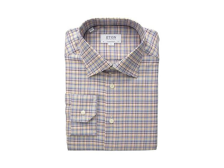 Eton Contemporary Fit Textured Twill Button Down Shirt (orange) Men's Clothing