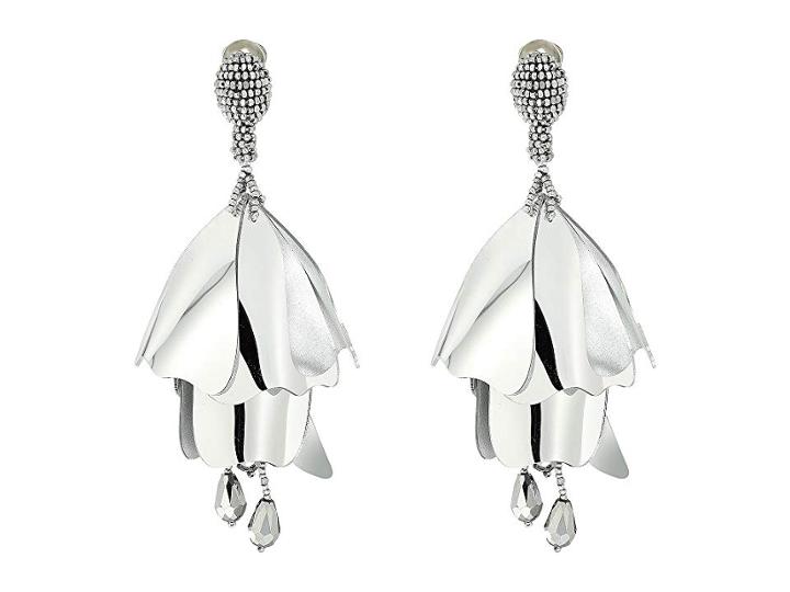 Oscar De La Renta Large Impatiens C Earrings (silver) Earring