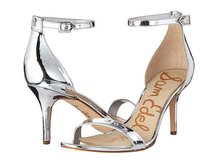 Sam Edelman Patti Strappy Sandal Heel (silver Liquid Metallic) High Heels