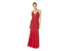 Marina Beaded Long With Spaghetti Straps Plunge V-neck (red) Women's Clothing
