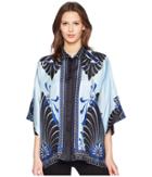 Versace Collection Camicia Donna Tessuto Three-quarter Sleeve Shirt (azzurro/stampa) Women's Clothing