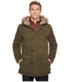 Kenneth Cole New York Poly Cotton Parka With Faux Sherpa Trim And Faux Fur Hood (olive) Men's Coat