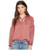 Lucky Brand Jenna Peasant Top (rose) Women's Long Sleeve Pullover