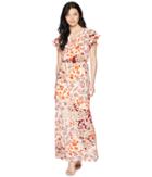 Adrianna Papell Petite Cap Sleeve Maxi (geranium Multi) Women's Dress