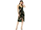 J.o.a. Velvet Front Twist Dress (emerald Floral) Women's Dress