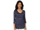U.s. Polo Assn. Striped Long Sleeve Pocket T-shirt (tribal Navy) Women's Long Sleeve Pullover