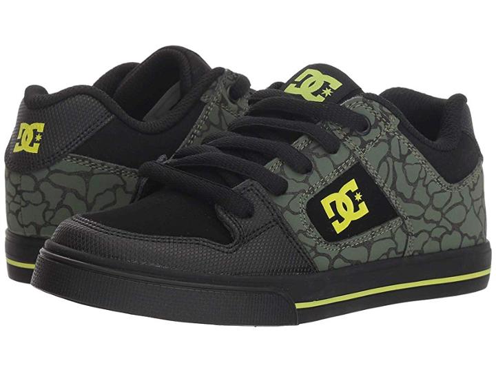 Dc Kids Pure Se (little Kid/big Kid) (black/soft Lime) Boys Shoes