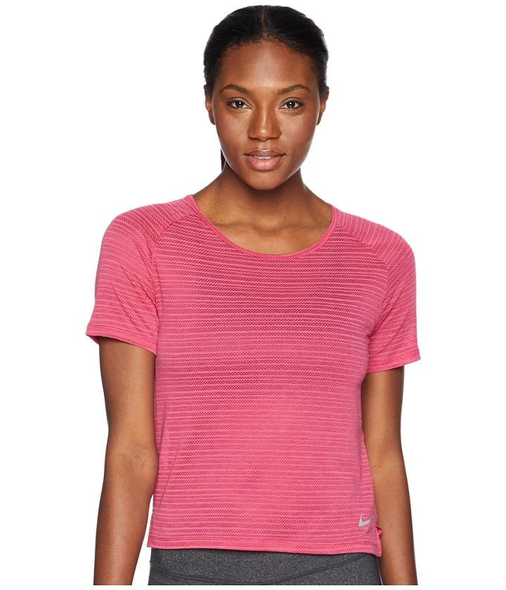 Nike Miler Breathe Short Sleeve Top (wild Cherry/heather) Women's Short Sleeve Pullover