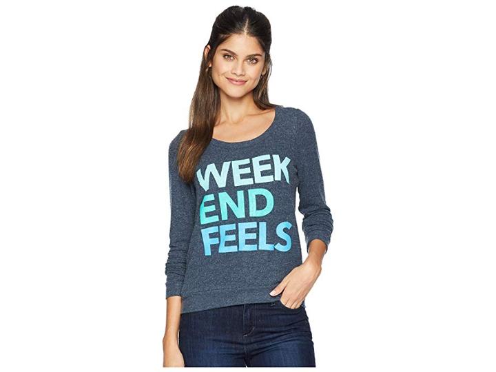 Chaser Love Knit Triangle Open Back Long Sleeve Pullover (avalon) Women's Long Sleeve Pullover