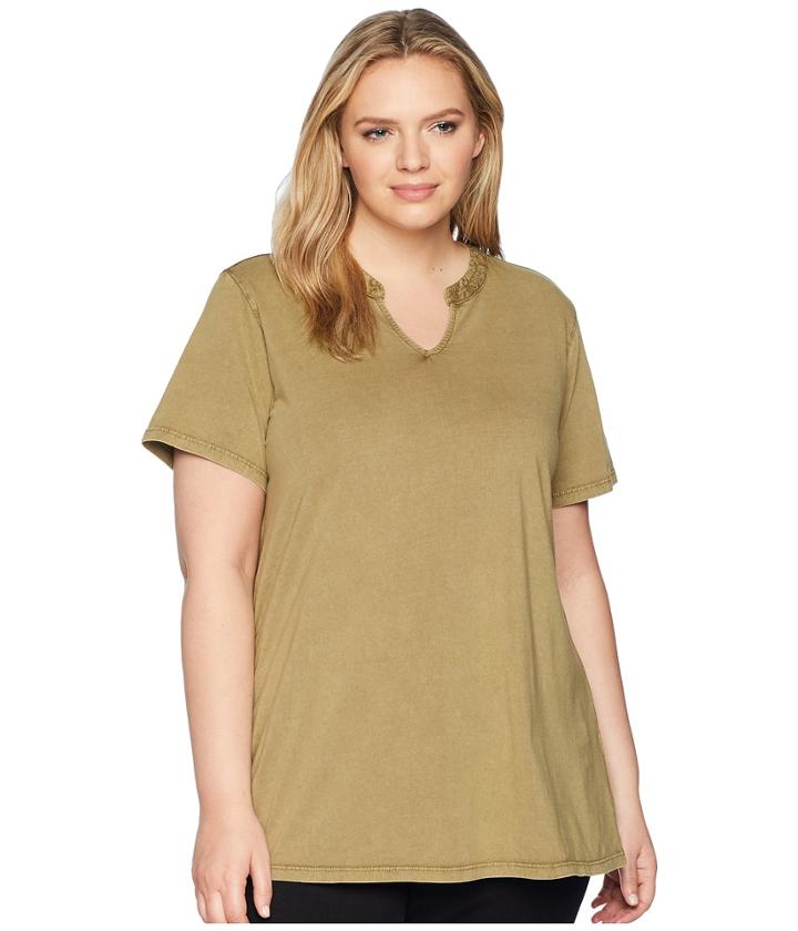 Aventura Clothing Plus Size Casia Short Sleeve Top (gravel) Women's Clothing