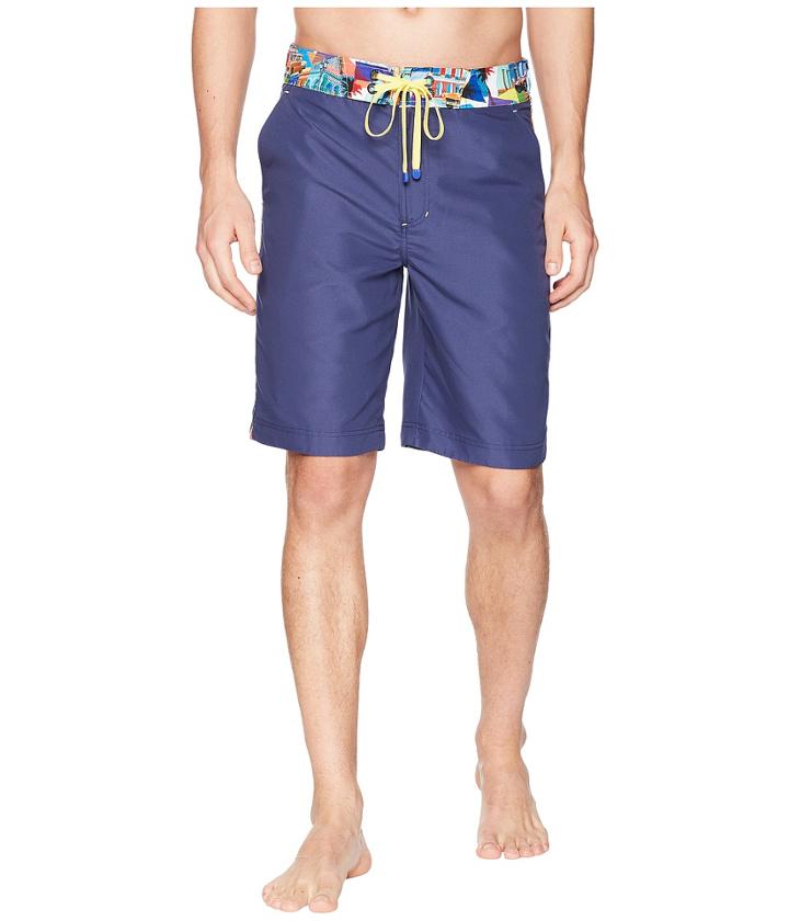 Robert Graham Dos Rios Woven Swim Boardshorts (navy) Men's Swimwear