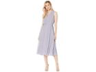 Anne Klein Solid Chiffon Drawstring Midi Dress W/ Lining (morning Light) Women's Dress