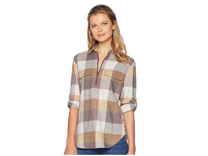 Woolrich Any Point Convertible Flannel Shirt (wild Aster Multi) Women's Long Sleeve Button Up