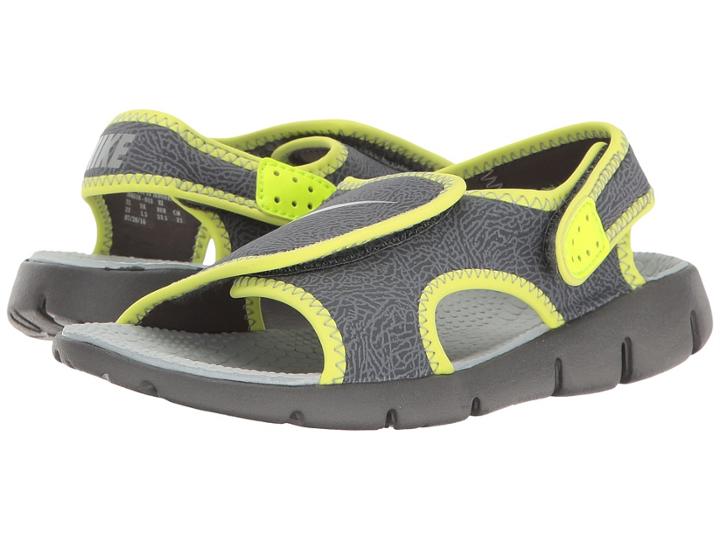 Nike Kids Sunray Adjust 4 (little Kid/big Kid) (dark Grey/wolf Grey/volt) Boys Shoes