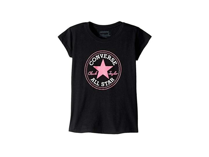 Converse Kids Chuck Patch Tee (big Kids) (black) Girl's T Shirt