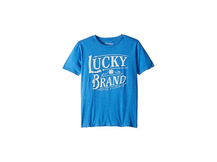 Lucky Brand Kids Short Sleeve Graphic Tee (big Kids) (strong Blue Heather) Boy's T Shirt